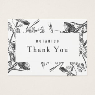 Modern Botanical White Gray Floral Thank You Card