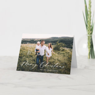 Modern botanicalr 1 photo Christmas elegant script Holiday Card