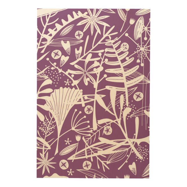 Modern Botatanical Floral Purple Wood Wall Art (Front)