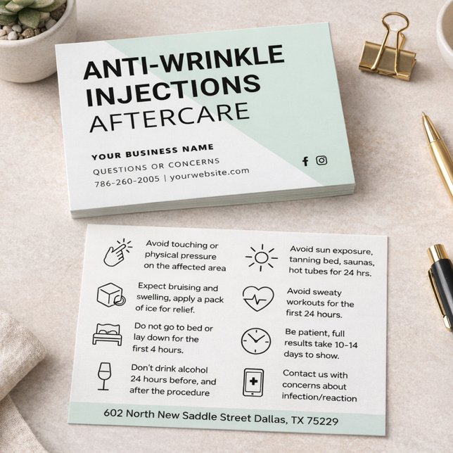 Modern Botox Injection Aftercare Instruction Card (Creator Uploaded)