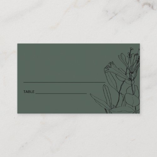 MODERN BOTTLE GREEN LINE DRAWING FLORAL PLACE CARD