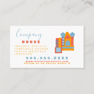 Modern Bounce House Logo Party Carnival Rentals   Business Card