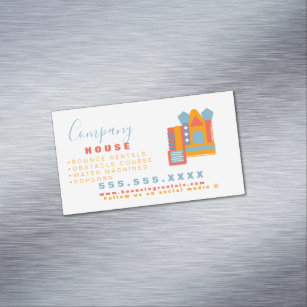 Modern Bounce House Logo Party Carnival Rentals  Business Card Magnet