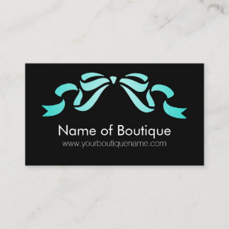 Modern Boutique Aqua and Black Girly Ribbon Business Card