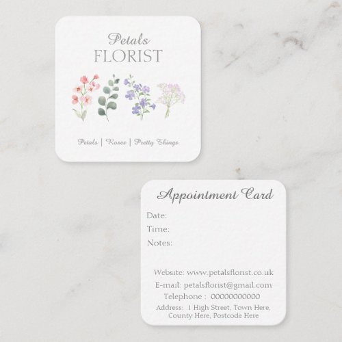 Modern Boutique Florist Business Branding  Appointment Card