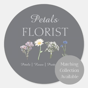 Modern Boutique Florist Business Branding Classic Round Sticker