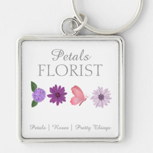 Modern Boutique Florist Business Branding Keychain