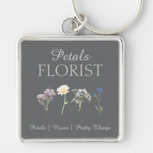 Modern Boutique Florist Business Branding Keychain