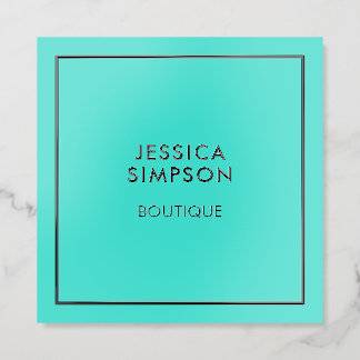 Modern Boutique Minimalist Turquoise Raised Spot UV Business Card