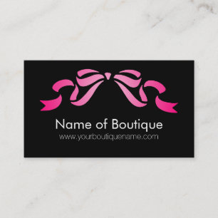 Modern Boutique Pink and Black Girly Ribbon Business Card