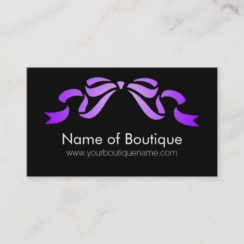 Modern Boutique Purple and Black Girly Ribbon Business Cards