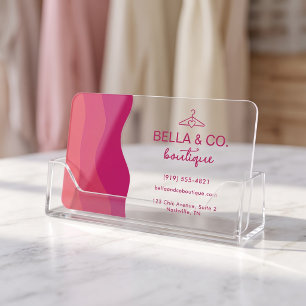 Modern Boutique with Bold Abstract Waves Clear Business Cards