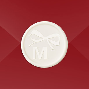 Modern bow bold monogram initial personalized wax seal sticker