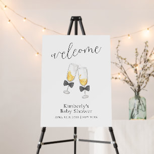 Modern Bow Champagne Baby Shower Welcome Sign