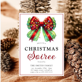 Modern Bow Christmas Lights Sorie Holiday Card