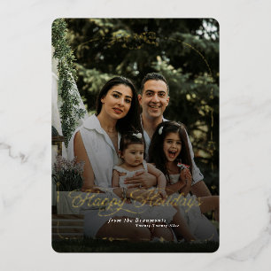 Modern Bow Happy Holidays Christmas Photo Foil Holiday Card