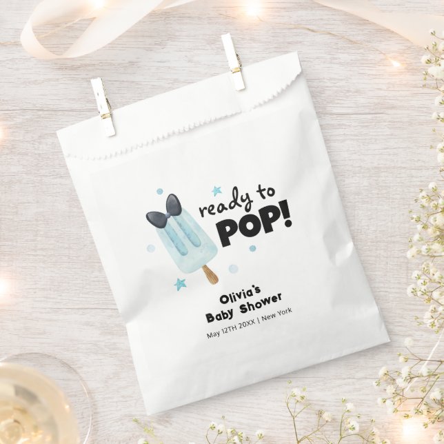 Modern Bow Ice Cream Ready To Pop Baby Shower  Favor Bag (Clipped)