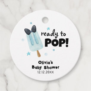 Modern Bow Ice Cream Ready To Pop Baby Shower Favor Tags