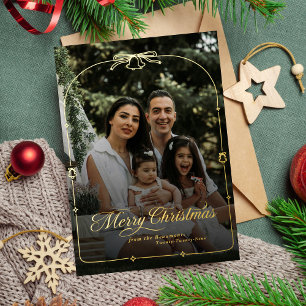 Modern Bow Merry Christmas Photo Foil Holiday Car