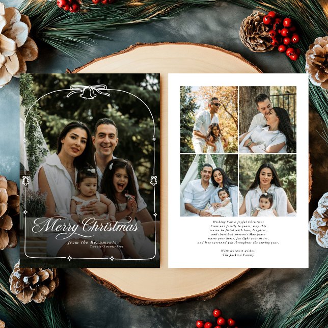 Modern  Bow Merry Christmas Photo Holiday Card (Creator Uploaded)