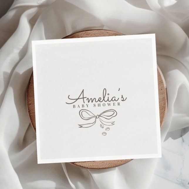 Modern Bow Neutral Cafe themed Baby Shower Napkins (Creator Uploaded)