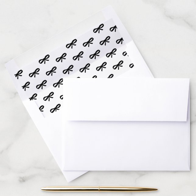Modern Bow Pattern Black and White Envelope Liner (Desk)