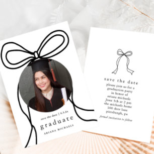 Modern Bow Photo Graduation Party Save the Date Announcement