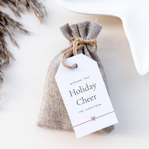 Modern Bow Simple Minimal Holiday Cheer Gift Tags