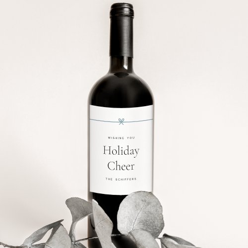 Modern Bow  Simple Minimal Holiday Cheer Wine Label
