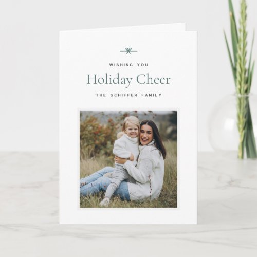 Modern Bow  Simple Minimal Photo Christmas Holiday Card