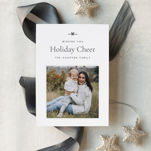 Modern Bow  Simple Minimal Photo Holiday Card