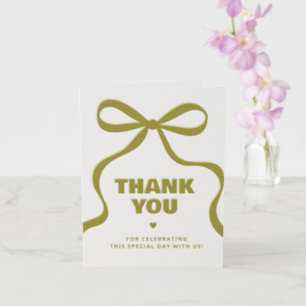 Modern Bow Typography Baby Shower Letterpress Thank You Card