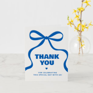 Modern Bow Typography Boy Baby Shower Letterpress Thank You Card