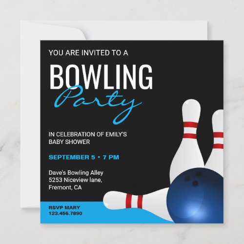 Modern Bowling Baby Shower Invitation