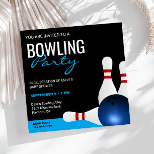 Modern Bowling Baby Shower Invitation
