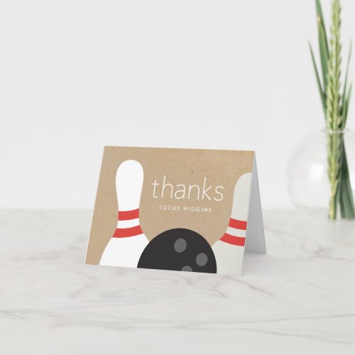 Modern Bowling Birthday Party  Thank You Card