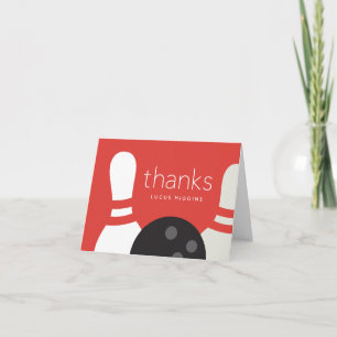 Modern Bowling Birthday Party Thank You Card