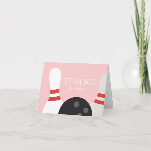 Modern Bowling Birthday Party  Thank You Card