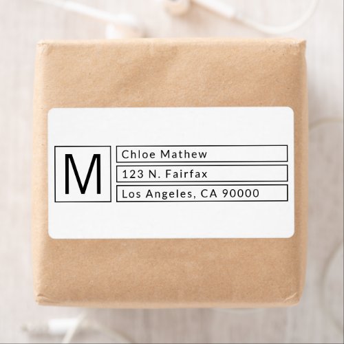 Modern Box Monogram bw Return Address Label