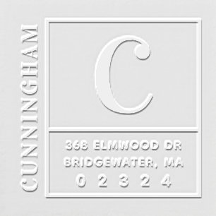 Modern Box with Family Monogram Return Address Embosser