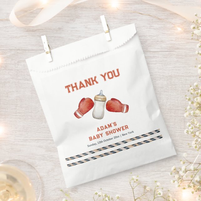 Modern Boxing Little Champion Baby Shower  Favor Bag (Clipped)