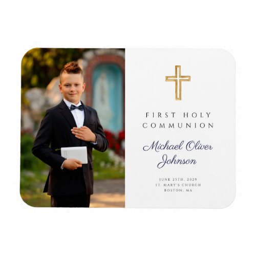 Modern Boy First Holy Communion Picture Magnet