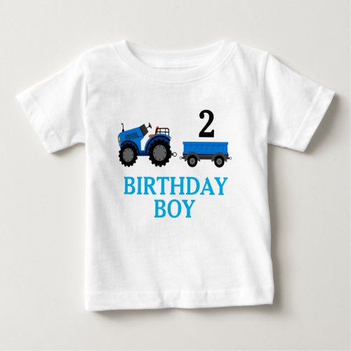 Modern Boy Girl 2nd 1st Birthday Party Tractor Baby T_Shirt