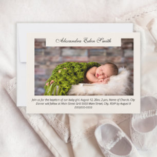Modern Boy Girl Photo Religious Baptism Invitation