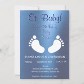 Modern Boy Oh Baby Shower Foot Print Invitation (Front)