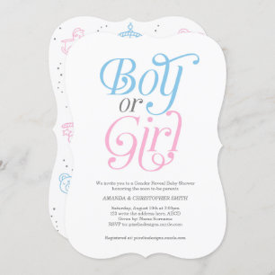 Modern, Boy or Girl, Gender Reveal, Pink and BLue Invitation