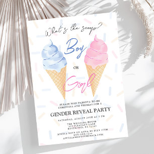 Modern Boy or Girl Ice-Cream Gender Reveal Invitation