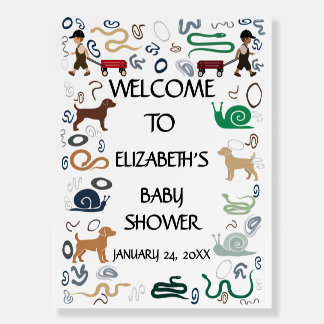 Modern boy theme baby shower welcome foam board
