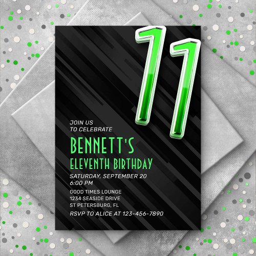 Modern Boys 11th Birthday Invitation