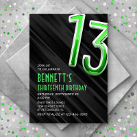 Modern Boys' 13th Birthday Invitation